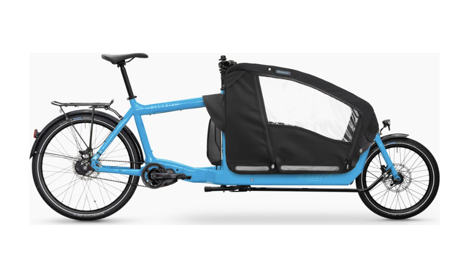 Was ist ein Bullitt? Seitenansicht des Lastenrads von Larry vs Harry in der Farbe Bluebird